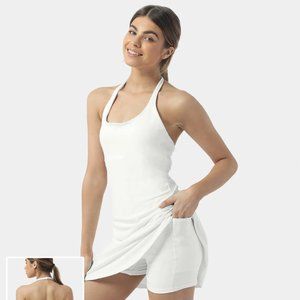 Halara Everyday Cloudful Backless 2-in-1 Activity Dress White Small
